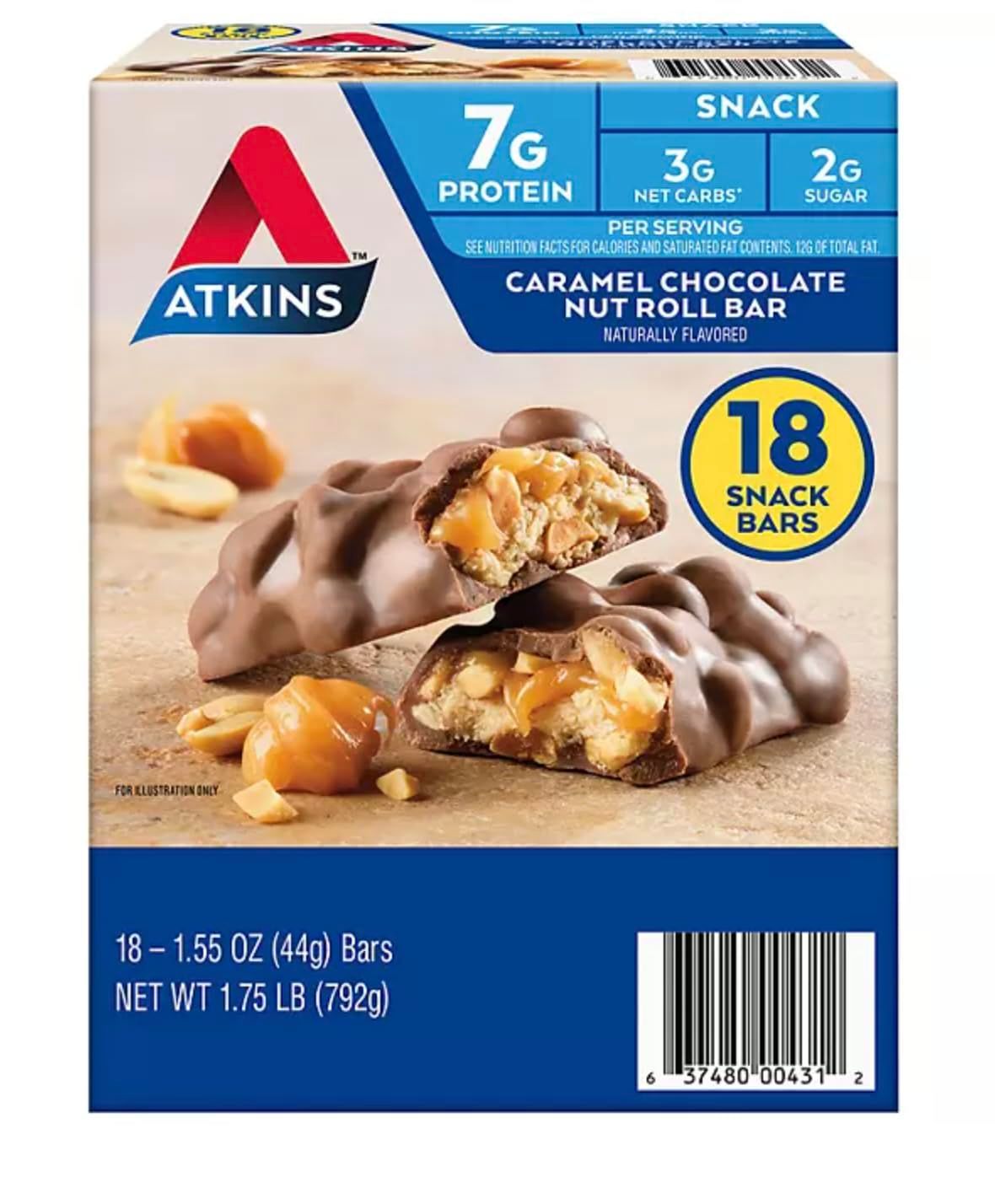 Valpa Products Atkins Balanced Lifestyle Variety Pack, Meal Bars + Snack Bars + Endulge Treats (15 ct.) (Caramel Chocolate)