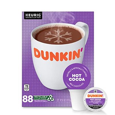 Dunkin&#39; Milk Chocolate Hot Cocoa, 88 K Cups for Keurig Coffee Makers