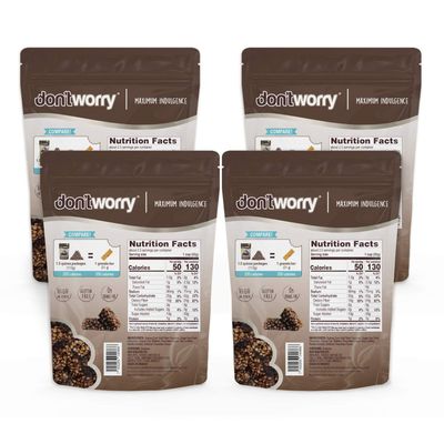 Don't Worry Chocolate Quinoa Bites - 4 Calories Perfect Keto Cookies, Healthy Snack Bars, Low Carb Low Calorie Snacks, Gluten Free High Protein Cookies - 4 Pack