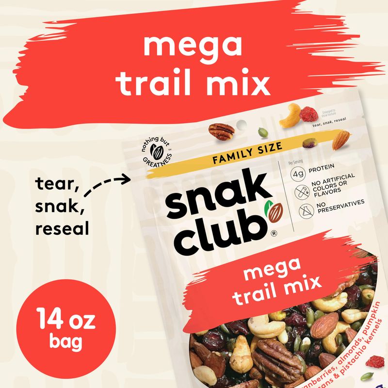 Snak Club Mega Trail Mix, Family Size, 14 Ounce