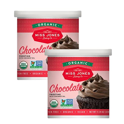 Miss Jones Baking Organic Buttercream Frosting, Perfect for Icing and Decorating, Vegan-Friendly: Rich Fudge Chocolate (Pack of 2)