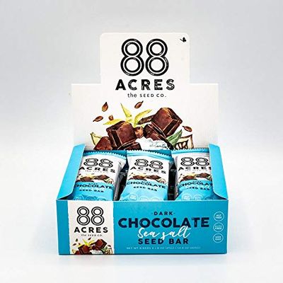 88 Acres, Dark Chocolate Sea Salt Seed Bars, 9 Count (Pack of 1)