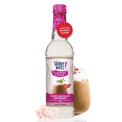 Jordan&#39;s Skinny Syrups Sugar Free Holiday Coffee Syrup, White Chocolate Peppermint Flavor Drink Mix, Zero Calorie Flavoring for Chai Latte, Protein Shake, Food &amp; More, Keto Friendly, 25.4 Fl Oz, 1 Pk