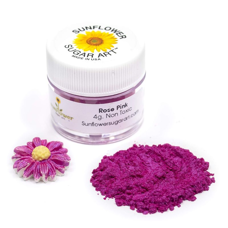 Rose Pink Edible Luster Dust | 6 Grams Food Grade Cake Dust Shimmer Powdered, Edible Pink Metallic Powder Food Coloring for Cake Decorating, Chocolates, Fondant, Drinks, Painting, Vegan