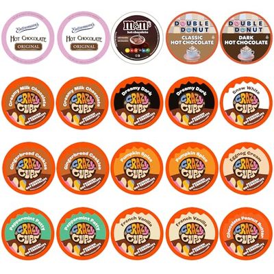 Perfect Samplers Hot Chocolate Pods Variety Pack Sampler, Hot Cocoa Single Serve Cups for Keurig K Cup Brewers, 20 Count