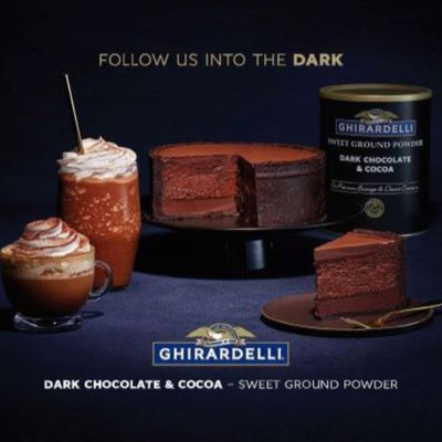 Ghirardelli Sweet Ground Dark Chocolate &amp; Cocoa Powder, 3 Pound Can (Pack of 1) with Ghirardelli Stamped Barista Spoon
