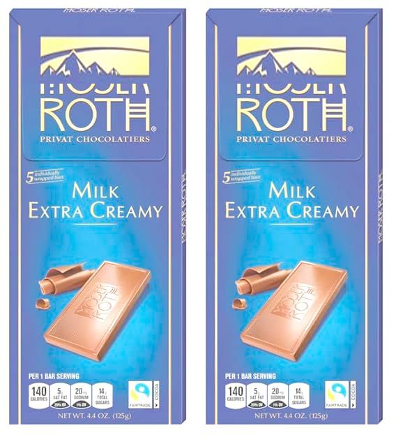 Roth Moser Milk Extra Creamy Privat Chocolatiers Fine German European Chocolate Bar (2 Pack) Snack Snacking Food Gift Treat
