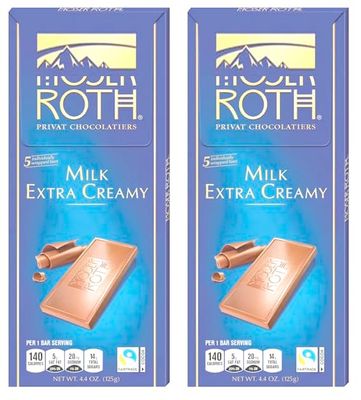 Roth Moser Milk Extra Creamy Privat Chocolatiers Fine German European Chocolate Bar (2 Pack) Snack Snacking Food Gift Treat