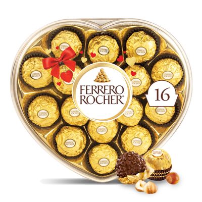 Ferrero Rocher, 16 Count, Gourmet Milk Chocolate Hazelnut, Valentine's Chocolate, Individually Wrapped, 6.2 oz