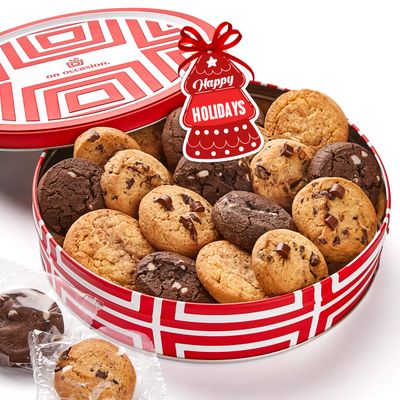 Christmas Cookies Gift Basket in Tin - Individually Wrapped Fresh Baked Chocolate Chip Cookies Variety Christmas Gift for Family By On Occasion