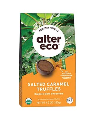 Alter Eco | Salted Caramel Truffles | 58% Pure Dark Cocoa, Fair Trade, Organic, Non-GMO, Gluten-Free Dark Chocolate Truffles | 20 Truffles