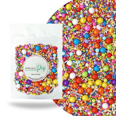 Rainbow Road Sprinkle Mix| Made In USA By Sprinkle Pop| Blend Of White Red Orange Yellow Green Blue Pink Purple Rainbow Sprinkles For Decorating Birthday Chocolate Cakes Cookie Cupcakes Ice Cream,2oz