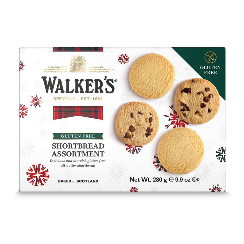Walkers Gluten Free Shortbread Cookies - 9.9 oz Shortbread Cookie Box - Includes Assortment of Gluten Free Shortbread Rounds and Gluten Free Chocolate Chip Cookies