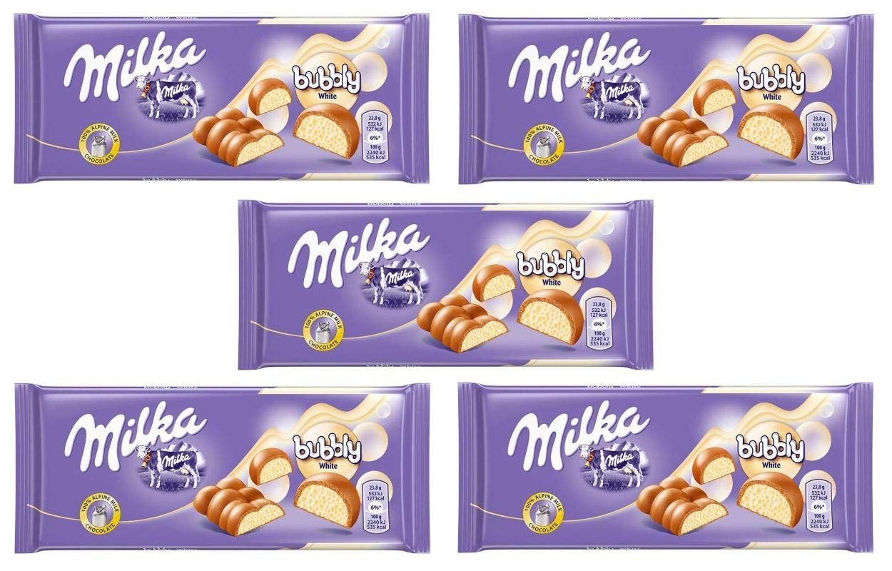 Milka Bubbly White Chocolate, 95g/3.35oz (PACK OF 5)