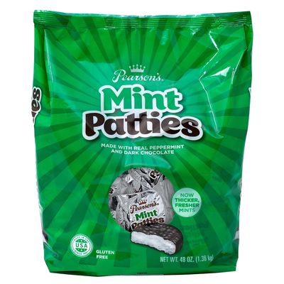 Pearson&#39;s Mint Patties | Made with Decadent Dark Chocolate and Real Peppermint | 48 Oz Bag | Individually Wrapped