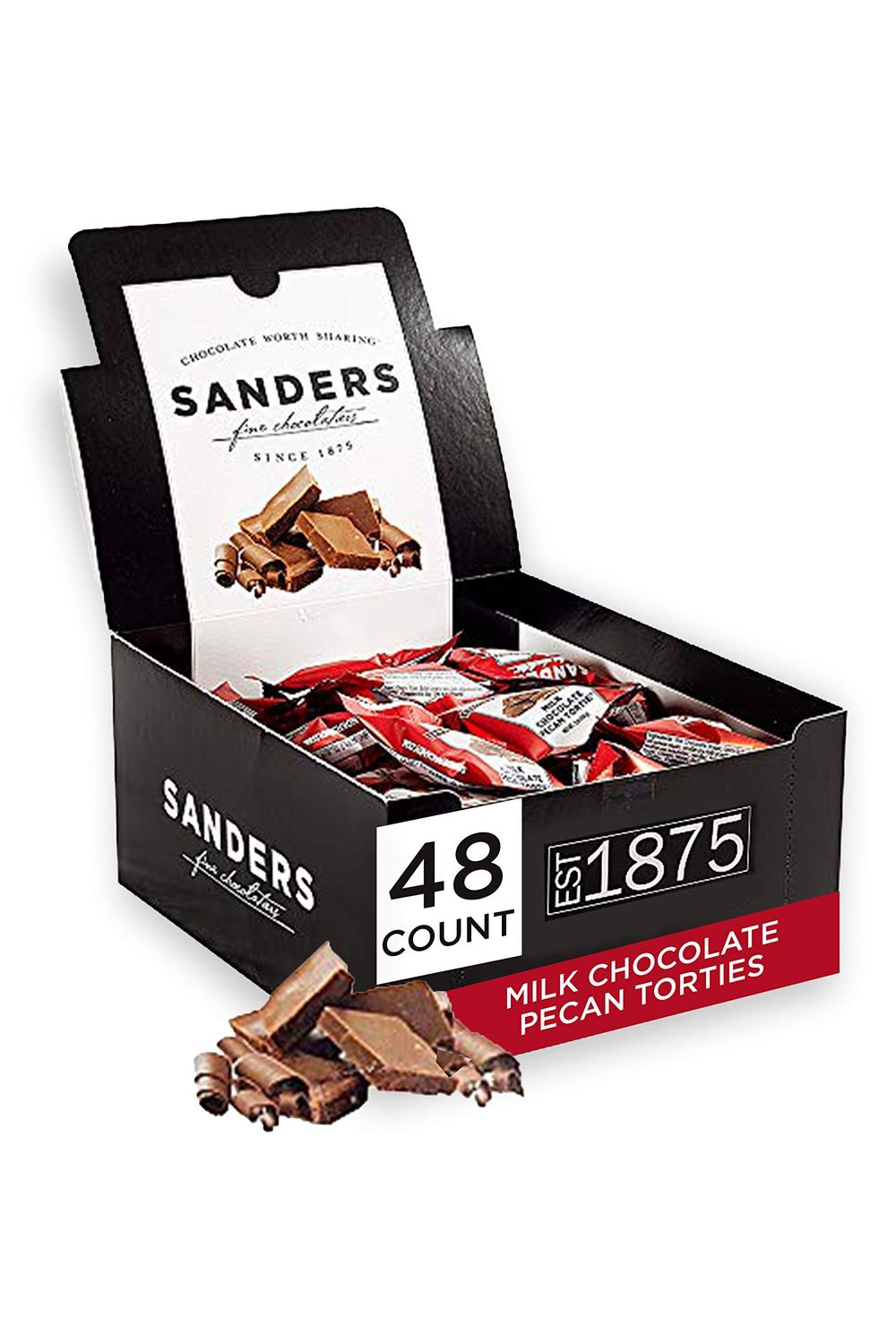 Sanders Milk Chocolate Pecan Tortie, Chocolate &amp; Caramel Pecan Turtles, Individually Wrapped (48 Count), .5 Ounce (Pack of 48)