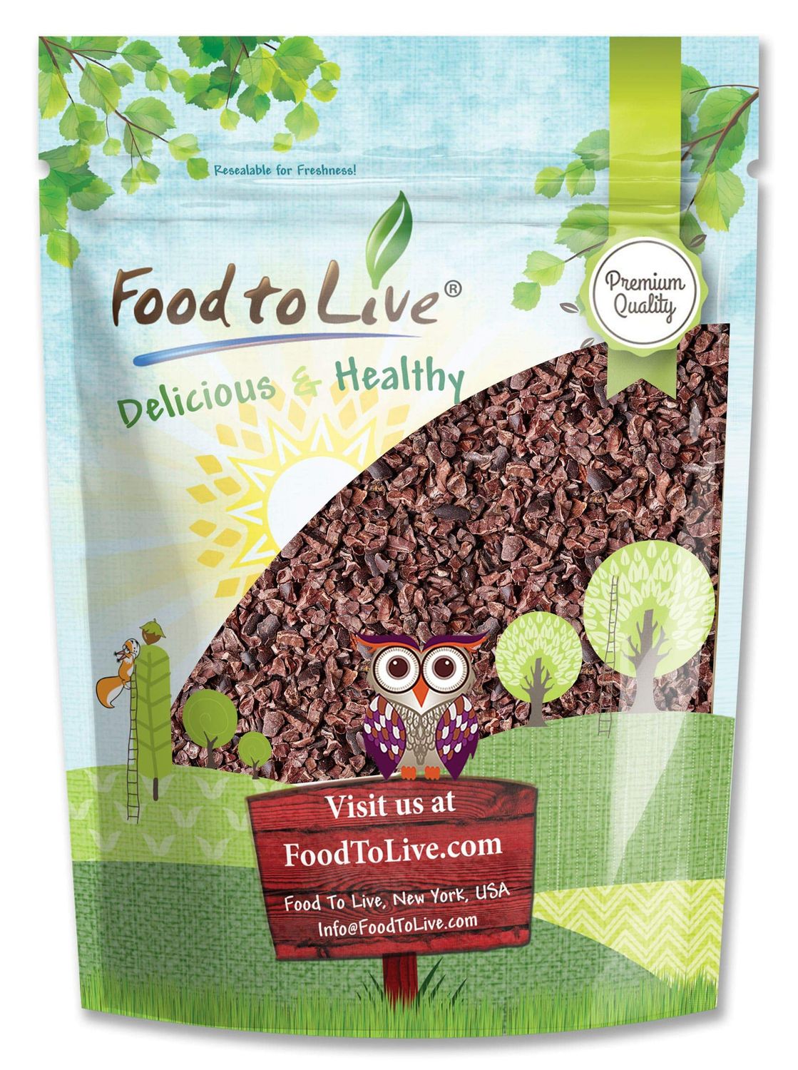 Food to Live Cacao Nibs, 4 Pounds - Raw, Unsweetened, Kosher, Vegan, Keto and Paleo Friendly, Made from Antioxidant Rich Cacao Beans, Cacao BIts for Chocolate, Sirtfood, Bulk