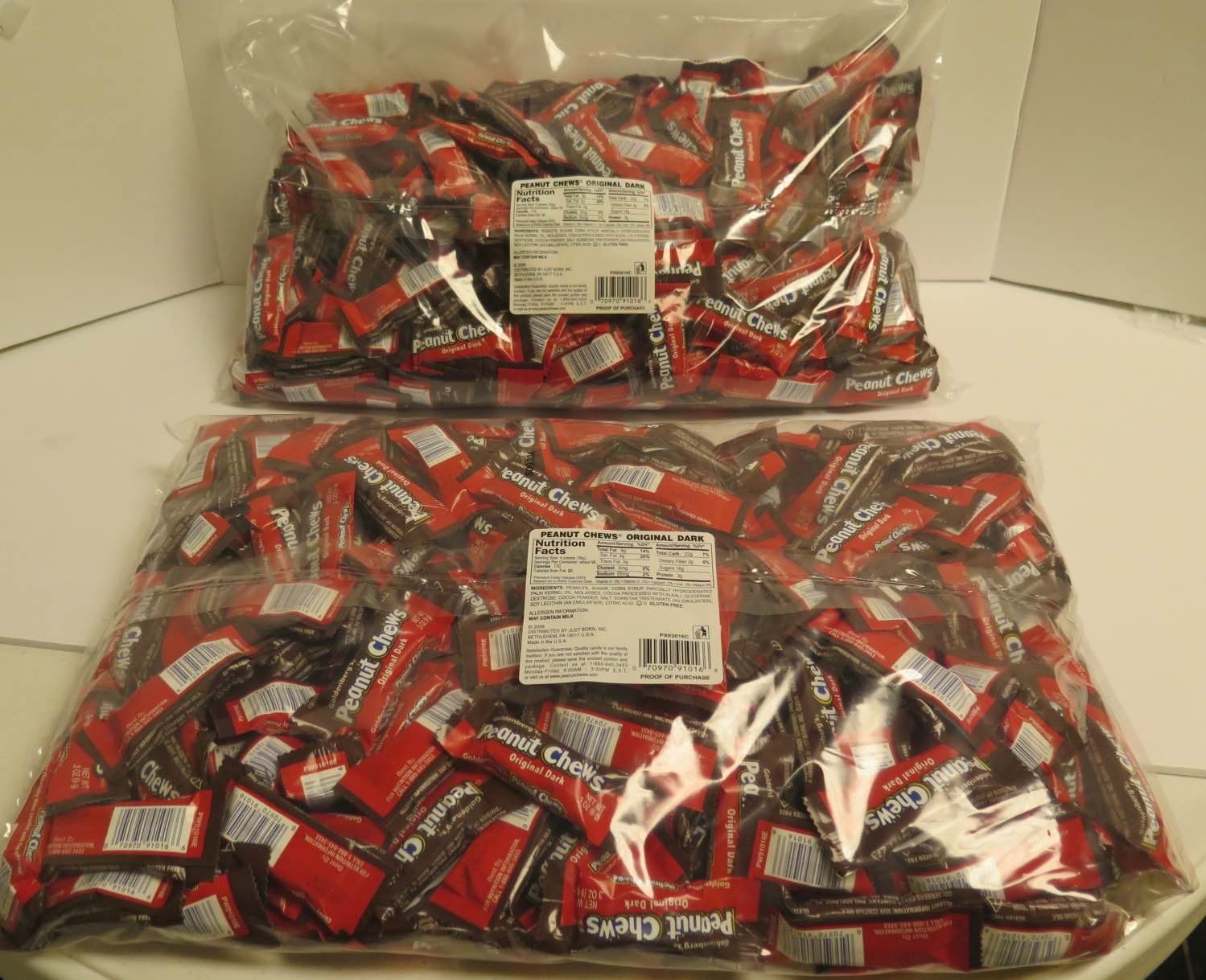 Original Dark Chocolate Goldenberg&#39;s Peanut Chews 225 Count , 4 Lbs From (Jersey Candy Company)