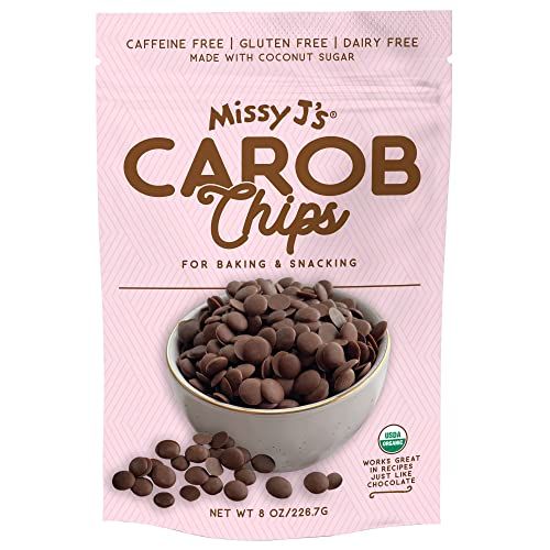 Missy J&#39;s Organic Carob Chips 8 Ounce 1 Pack | Carob Made w/Coconut Sugar, Vegan and Gluten-Free | Healthy Caffeine Free Substitute for Chocolate, Perfect for Snacks and Treats