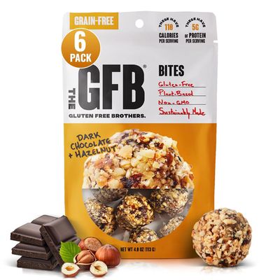 The Gluten Free Brothers Dark Chocolate Hazelnut Bites - Grain Free Protein Balls - Non GMO, Soy Free, Vegan - Paleo Friendly Snack Size Plant Based Protein Energy Balls, 4 oz (6 Count)