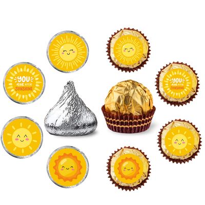 You are My Sunshine Round Candy Stickers - Sun Baby Shower or Birthday Party Round Labels Fit Chocolate Candy (160 Pieces