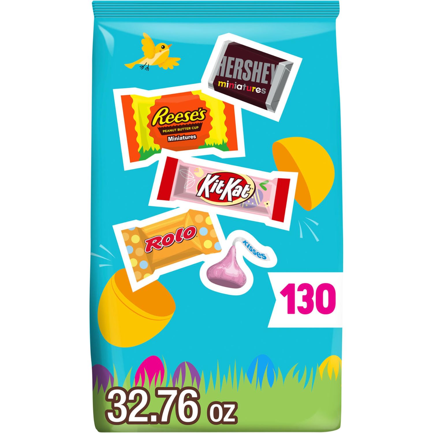 HERSHEY's Assorted Chocolate, Easter Basket Easter Candy Variety Bag, 29.78 oz (120 Pieces)