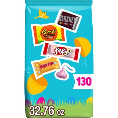 HERSHEY's Assorted Chocolate, Easter Basket Easter Candy Variety Bag, 29.78 oz (120 Pieces)
