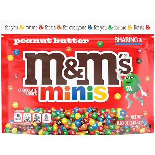 M&amp;M&#39;S Minis Peanut Butter Milk Chocolate Christmas Candy Baking Bits, 8.6 Oz Resealable Bag