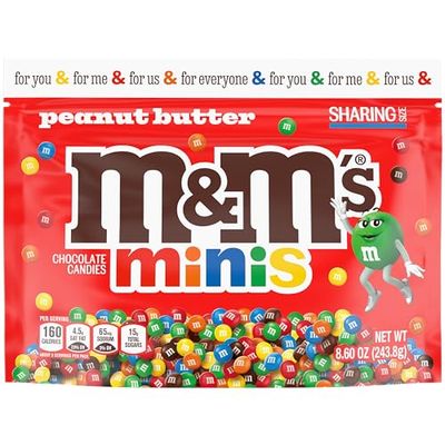 M&amp;M&#39;S Minis Peanut Butter Milk Chocolate Christmas Candy Baking Bits, 8.6 Oz Resealable Bag