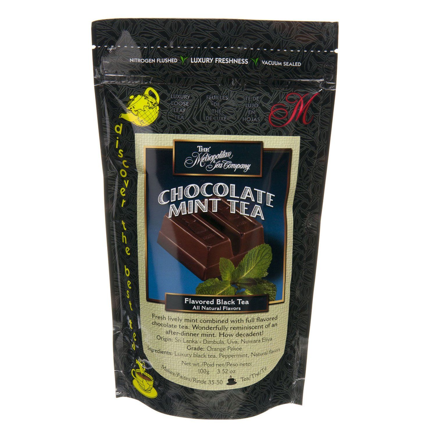 Metropolitan Tea Discovery Loose Tea Pack, Chocolate Mint Flavored Black, 100gm