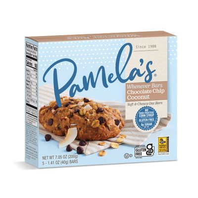 Pamela's Products Gluten Free Whenever Bars, Chocolate Chip Coconut (5 Count, 1.41 Oz Each)