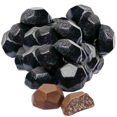 Funny Holiday Gift Packs, Chocolate Coal Mesh Covered Sacks, Stocking Stuffers, Christmas Candy Bowl Fillers, and More, 3 Pack, 3.4 Ounces