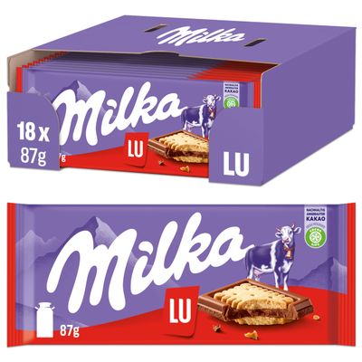 Milka &amp; Lu Biscuits - Pack of 3, 3 Ounce, 87 Gram Total, Chocolate Candy Bars