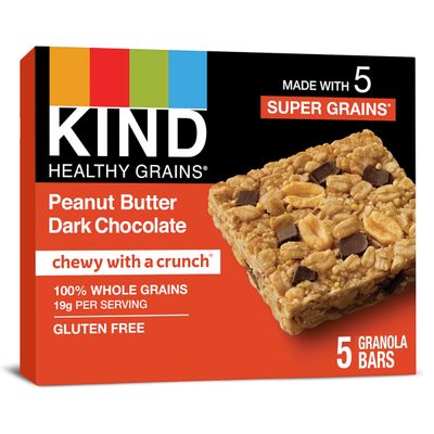 KIND HEALTHY GRAINS Peanut Butter Dark Chocolate Bars, Gluten Free Bars, 1.2 OZ Bars (40 Count)