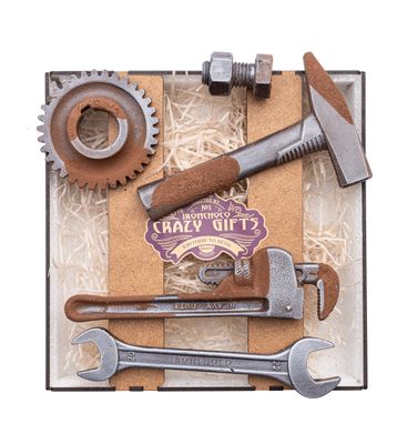 Chocolate Toolbox Gift Set - Fancy Chocolate Gift Box for Men, Large Set of 5 Artisan Chocolate Tools, Realistic Solid and Life-Sized Gift Chocolates for Him