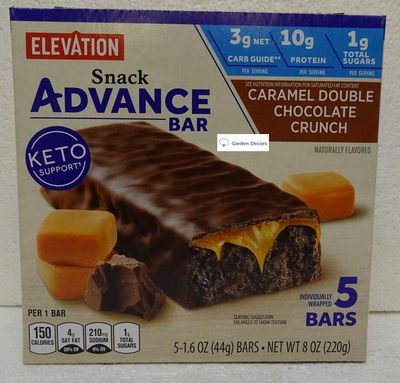 Elevation Caramel Double Chocolate Crunch Snack Advance Bar Keto Support 8oz 220g