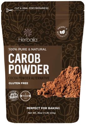 Carob powder, 1 lb. Raw Carob Powder, Carob Flour, Chocolate Substitute Carob, Unsweetened Carob Powder, Carob Chocolate Cocoa Powder Alternative. All Natural, Vegan, Paleo, Non-GMO.