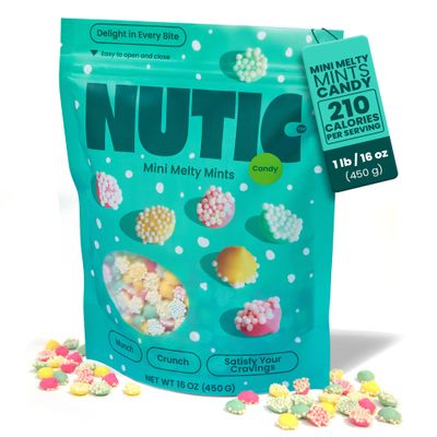 Nutic Mini Smooth and Melty Mints Nonpareils Candy - 1LB, Petite Pastel Mint Delights for Holidays &amp; Birthdays, Dutch Mints, Chocolate Mint Treats - Made in the USA - (Pack of 1)