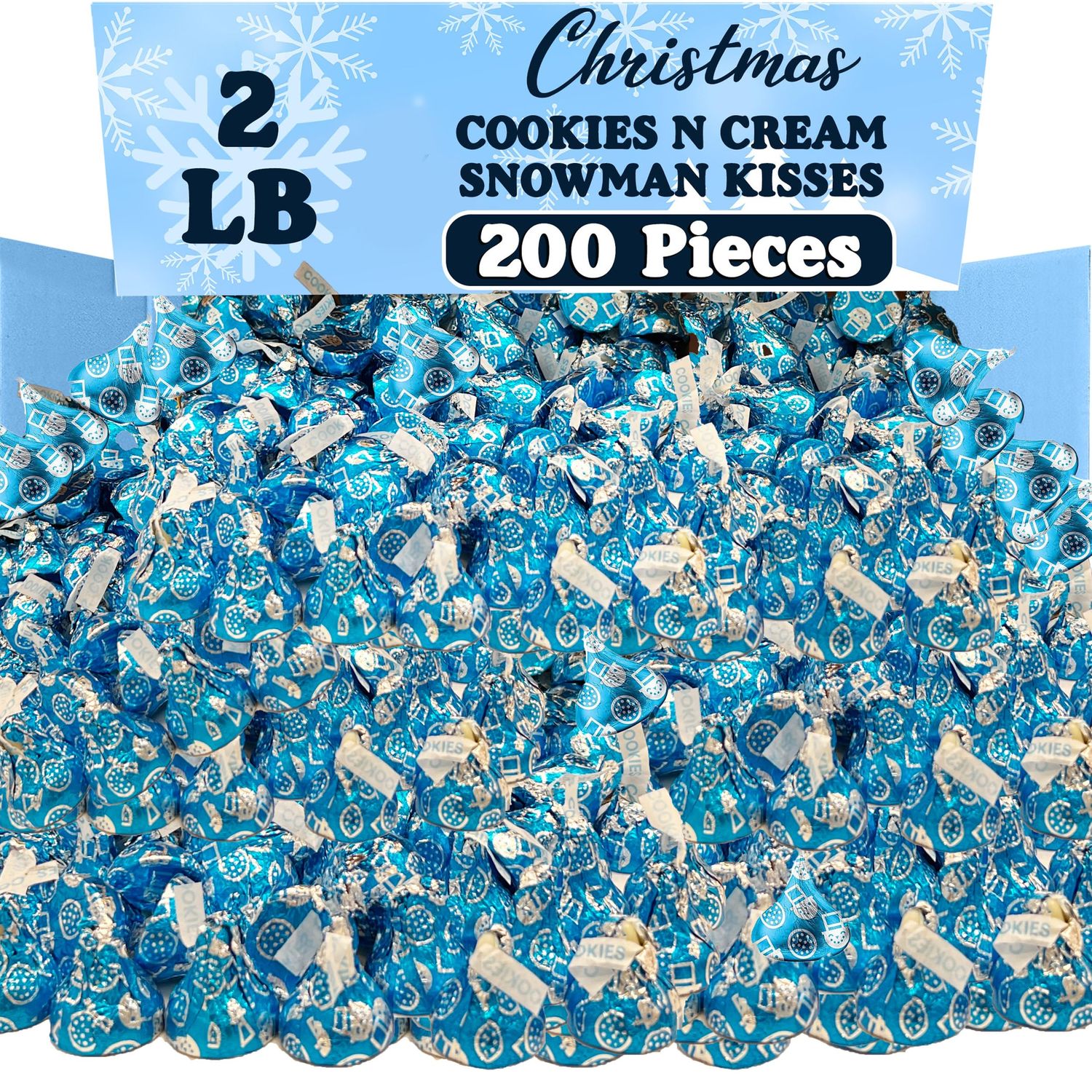 Hershey Christmas Kisses, 2 Pounds (Snowman Cookies and Cream)