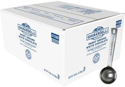 Ghirardelli Sweet Ground White Chocolate Gourmet Flavored Powder, 10 Pound Box with Ghirardelli Stamped Barista Spoon