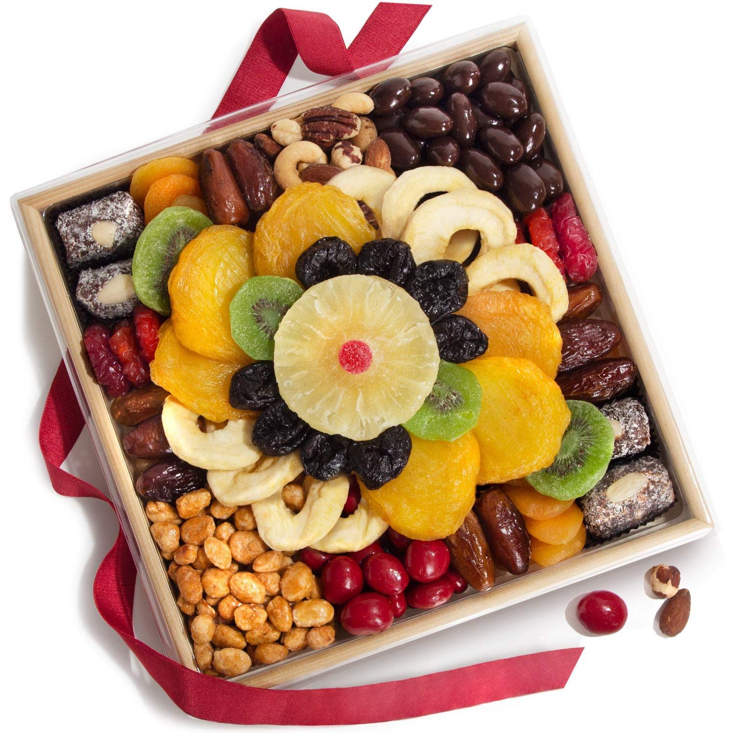 A Gift Inside Festive Holiday Dried Fruit, Nuts &amp; Chocolates Gift Tray
