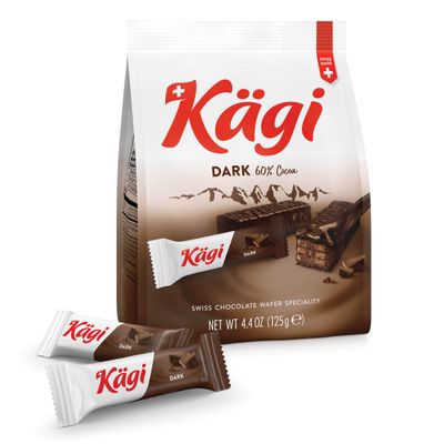 Kgi Swiss Dark Chocolate Covered Mini Wafers, Premium Stocking Stuffer Treats, Crispy Coated Sweet Snacks, Kgi Dark, Holiday Indulgence, 125g Bag