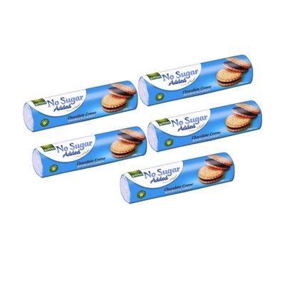 Gullon Sandwich Cookie Chocolate Cream, NO Sugar Added  8.8 oz 250g (Pack of 5)