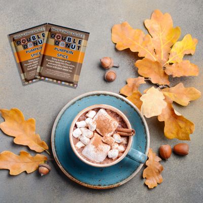 Double Donut Pumpkin Spice Hot Chocolate Mix Packets, Flavored Pumpkin Spice Hot Cocoa Mix, 32 Count