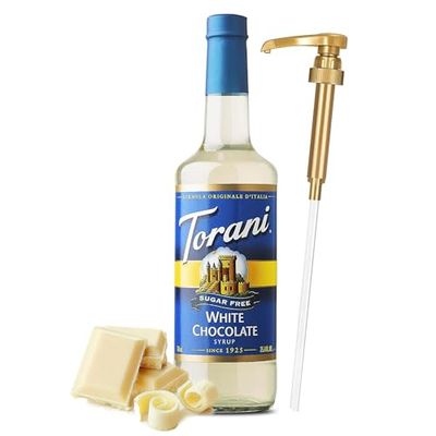 Sugar Free White Chocolate Syrup for Coffee 25.4 Ounces Coffee Syrups and Flavors with Jimoco Pump Syrup Dispenser