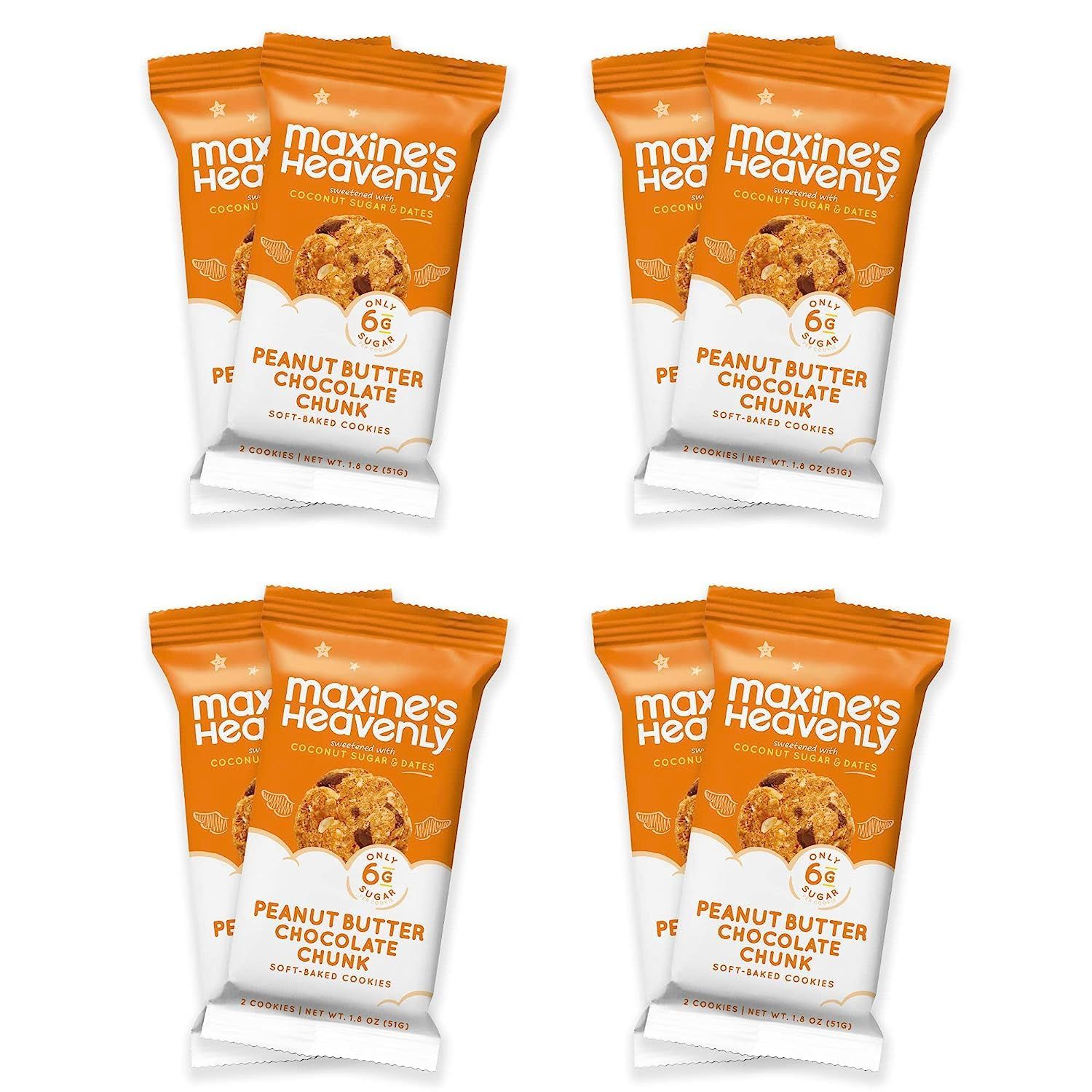 Maxine&#39;s Heavenly Gluten Free Cookie Packs - Soft Baked Peanut Butter Chocolate Chunk | Vegan Peanut Butter Cookies Individually Wrapped | Non GMO, Natural Ingredients (8 Count)