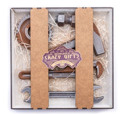 Chocolate Toolbox Gift Set - Fancy Chocolate Gift Box for Men, Large Set of 5 Artisan Chocolate Tools, Realistic Solid and Life-Sized Gift Chocolates for Him