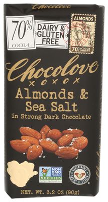Chocolove Xoxox Bar Almond Salted, 3.2 Ounce