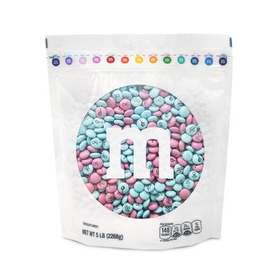 M&amp;M&#39;S Gender Reveal Milk Chocolate Candy, 5lbs of Light Blue &amp; Light Pink M&amp;M&#39;S with Themed Icons for Baby Showers, Gender Reveal Parties &amp; New Baby Favors