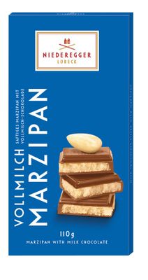 Niederegger Marzipan Tafel Classic Whole Milk 110g Stuffed milk chocolate with marzipan (50%)